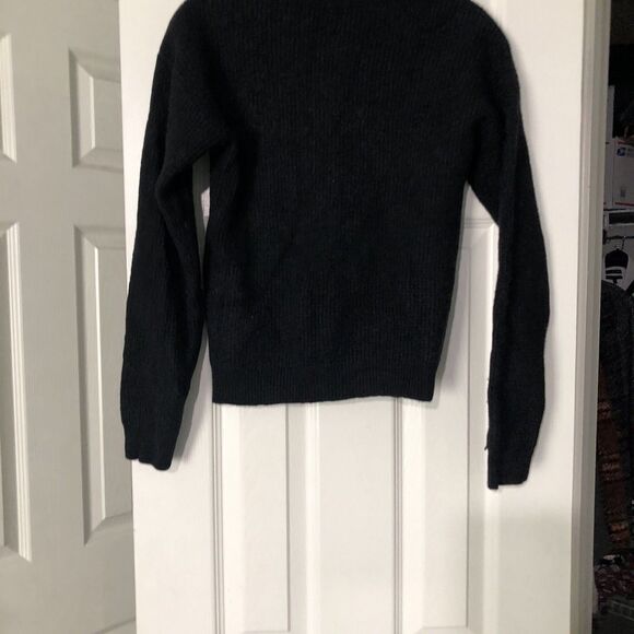 Aritzia Wilfred Free Sweater M Isabelli Black Merino Wool Waffle Knit Crew Neck - Picture 6 of 7